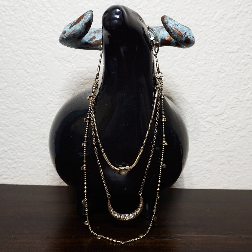 Lucky Brand Gold Multi Strand Gemstone Necklace